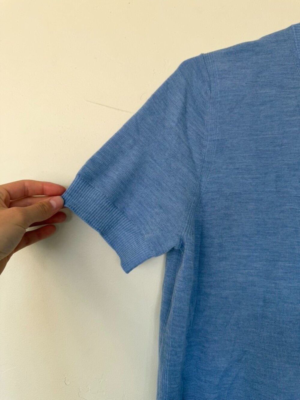 NWT Unbound Merino Fine Knit Merino Wool T-Shirt Heather Azure Blue Sz M - Picture 3 of 8